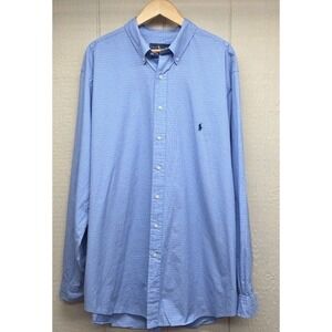 Ralph Lauren Mens Long Sleeve Button Up Dress Shirt 2XLT Blue Checked